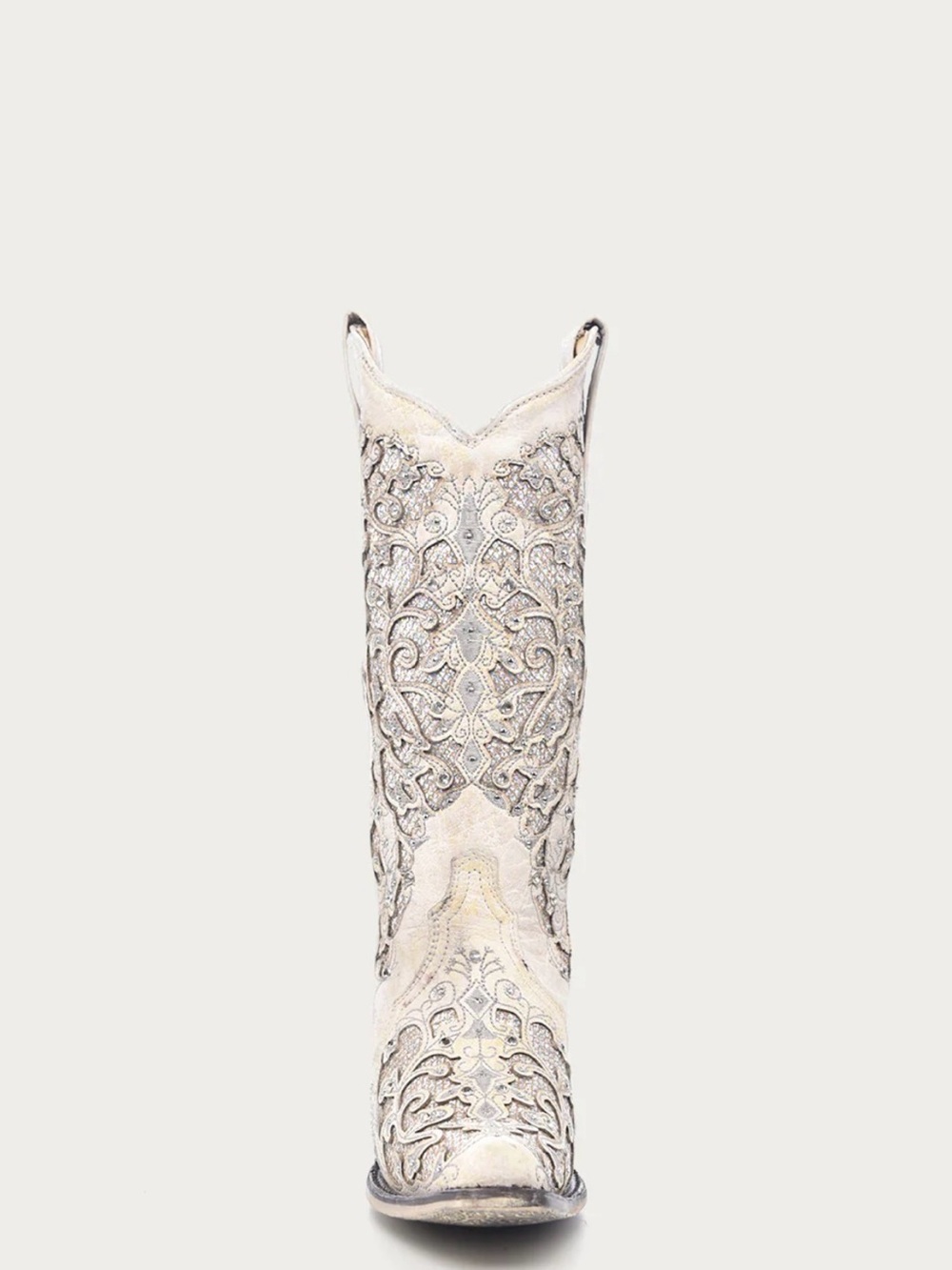 Embroidered Cream Women's Heeled Cowboy Boots - Picture 3 of 5